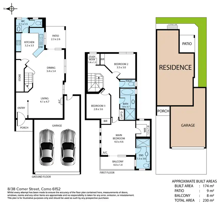 Floorplan of Homely townhouse listing, 8/38 Comer Street, Como WA 6152