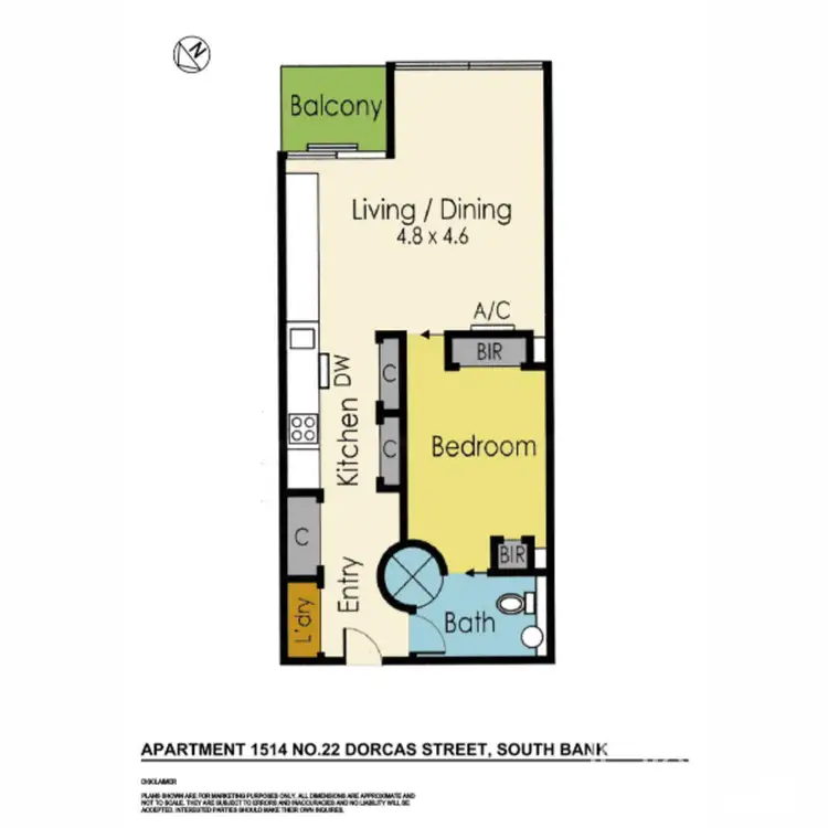 Floorplan of Homely apartment listing, 1514/22 Dorcas Street, Southbank VIC 3006