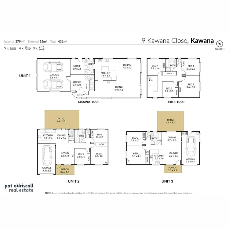 Floorplan of Homely block of units listing, 1, 2 & 3/9 Kawana Close, Kawana QLD 4701