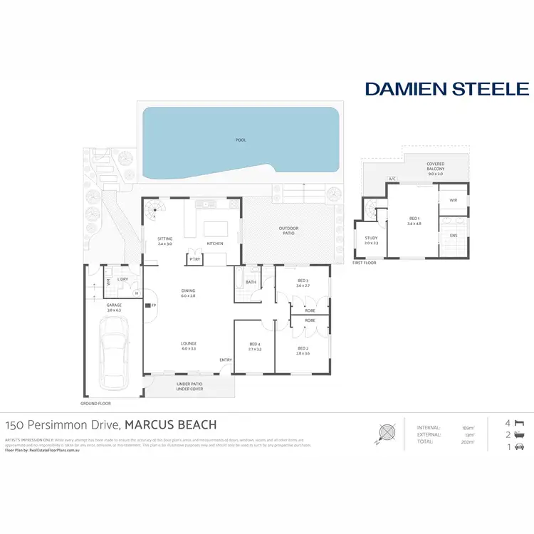 Floorplan of Homely house listing, 150 Persimmon Drive, Marcus Beach QLD 4573
