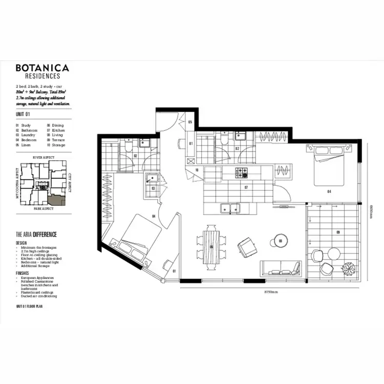 Floorplan of Homely apartment listing, 2001/2-4 Edmondstone Street, South Brisbane QLD 4101