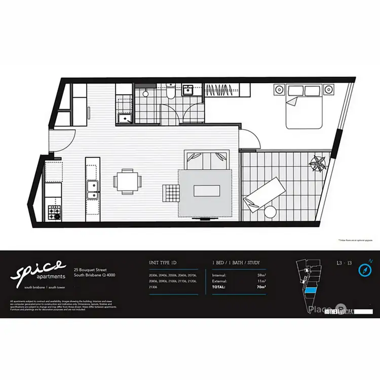 Floorplan of Homely apartment listing, 20604/23 Bouquet Street, South Brisbane QLD 4101