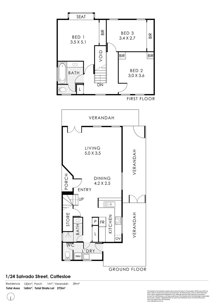 Floorplan of Homely townhouse listing, 1/24 Salvado Street, Cottesloe WA 6011