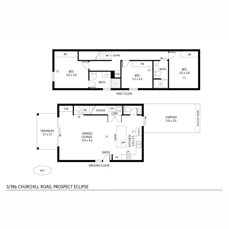 Floorplan of Homely townhouse listing, 3/186 Churchill Road, Prospect SA 5082
