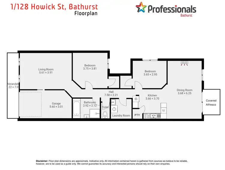 Floorplan of Homely villa listing, 1/128 Howick Street, Bathurst NSW 2795