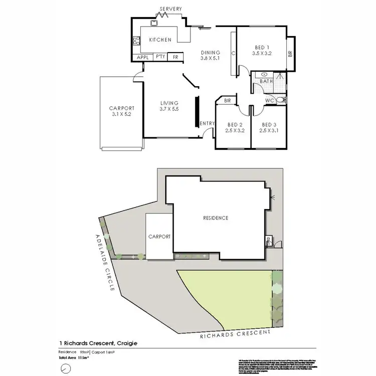 Floorplan of Homely house listing, 1 Richards Crescent, Craigie WA 6025