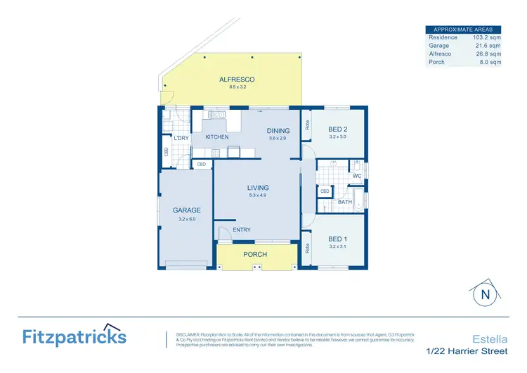 Floorplan of Homely unit listing, 1/22 Harrier Street, Estella NSW 2650