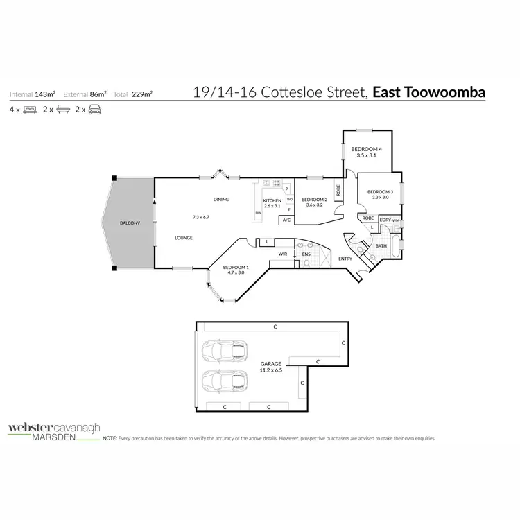 Floorplan of Homely apartment listing, 19/14-16 Cottesloe Street, East Toowoomba QLD 4350