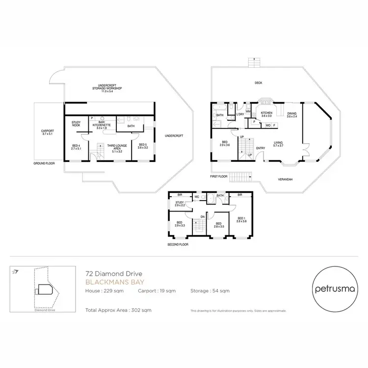 Floorplan of Homely house listing, 72 Diamond Drive, Blackmans Bay TAS 7052