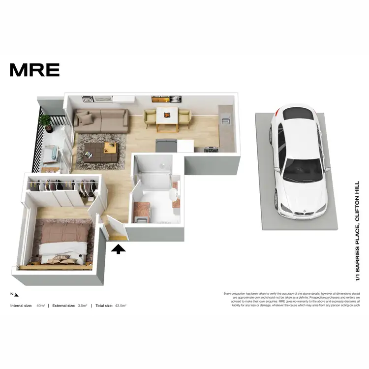 Floorplan of Homely apartment listing, 1/1 Barries Place, Clifton Hill VIC 3068