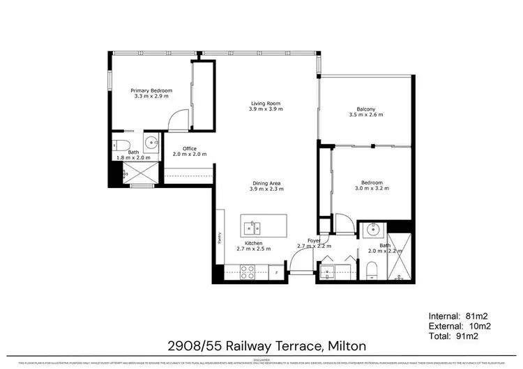 Floorplan of Homely apartment listing, 2908/55 Railway Terrace, Milton QLD 4064