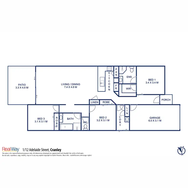 Floorplan of Homely unit listing, 1/12 Adelaide Street, Cranley QLD 4350