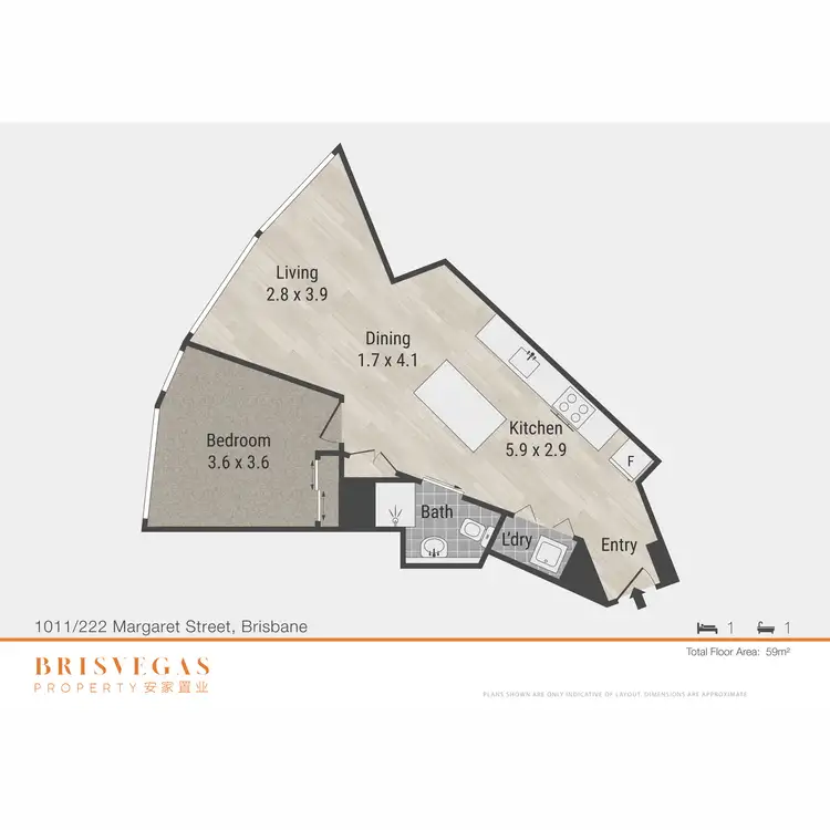 Floorplan of Homely apartment listing, 1011/222 Margaret Street, Brisbane City QLD 4000