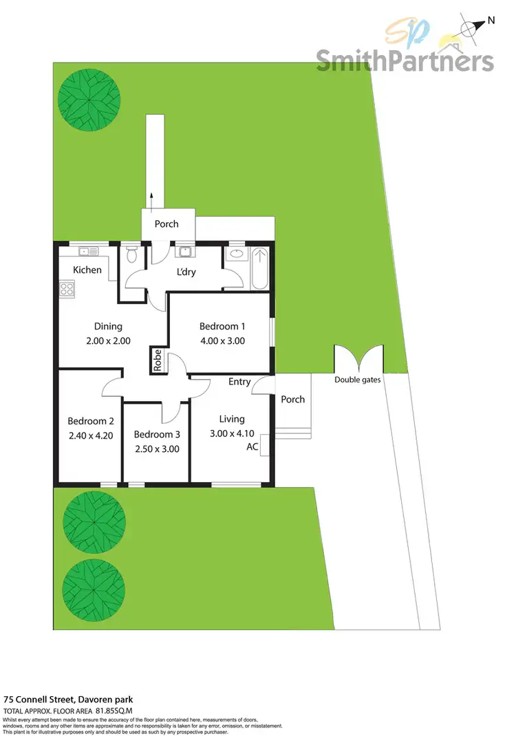 Floorplan of Homely semi-detached listing, 75 Connell Street, Davoren Park SA 5113