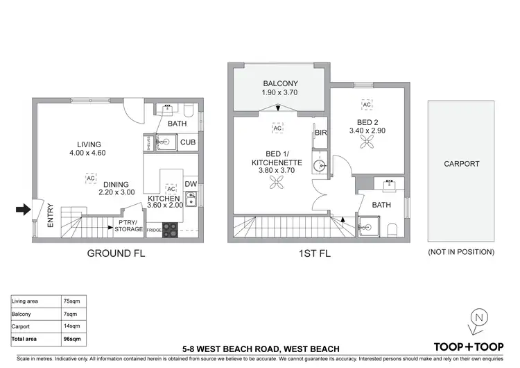 Floorplan of Homely townhouse listing, 5/8 West Beach Road, West Beach SA 5024