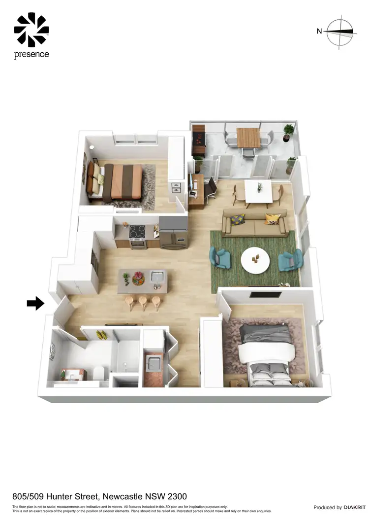 Floorplan of Homely unit listing, 805/509 Hunter Street, Newcastle NSW 2300