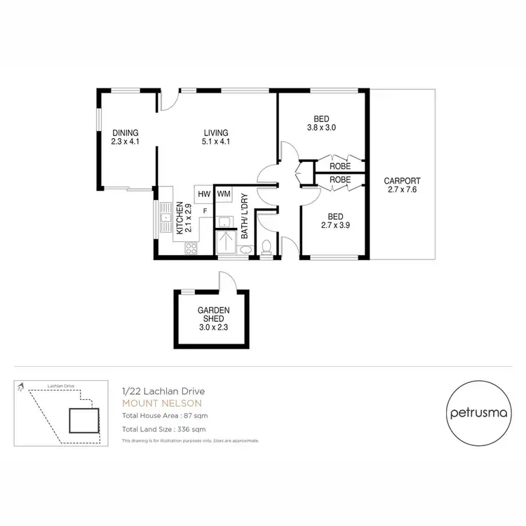 Floorplan of Homely unit listing, 1/22 Lachlan Drive, Mount Nelson TAS 7007