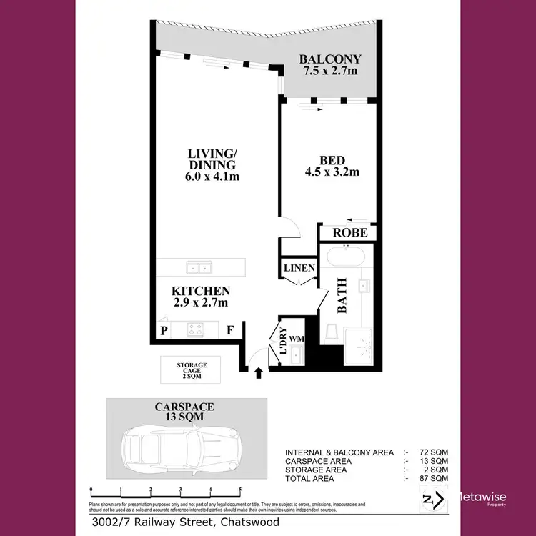 Floorplan of Homely apartment listing, 3002/7 Railway Street, Chatswood NSW 2067