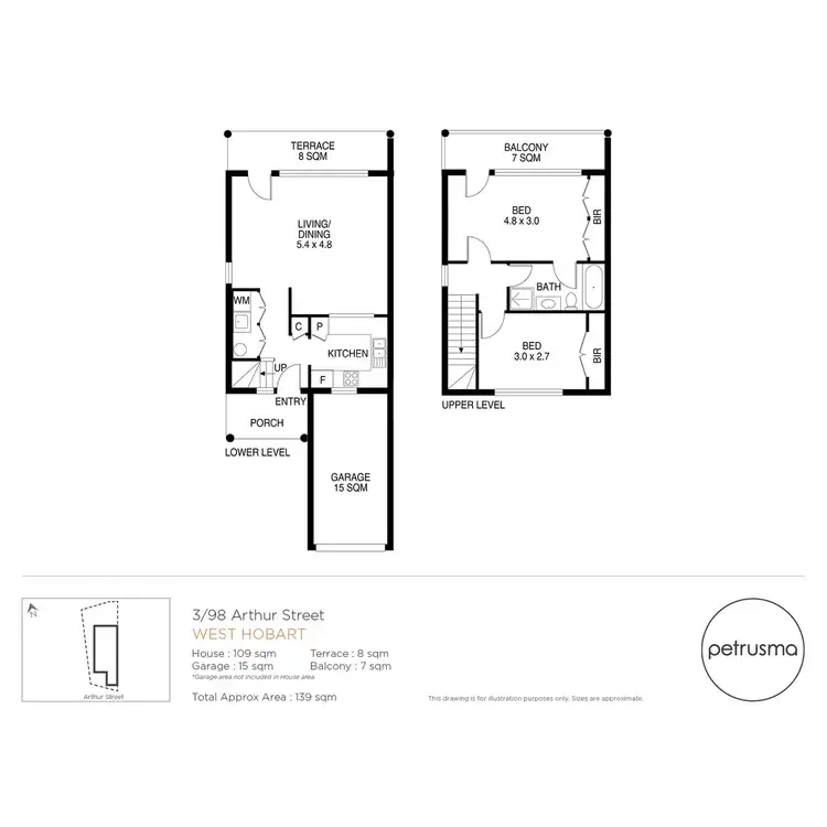 Floorplan of Homely block of units listing, 3/98 Arthur Street, West Hobart TAS 7000