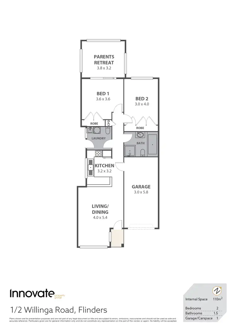 Floorplan of Homely villa listing, 1/2 Willinga Road, Flinders NSW 2529