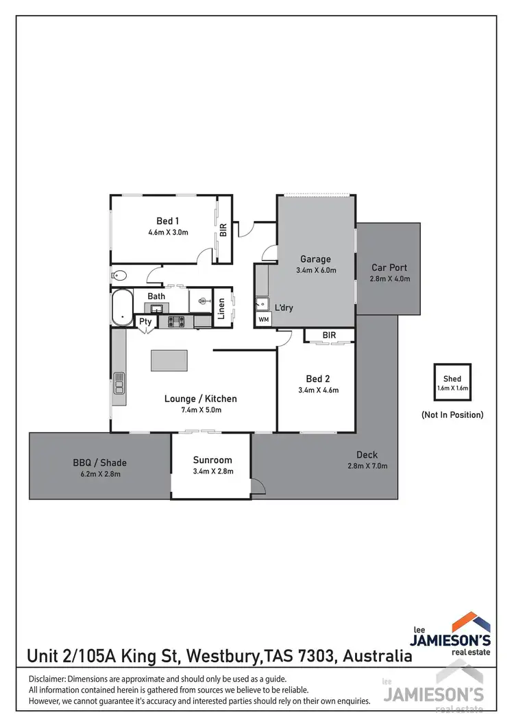 Floorplan of Homely unit listing, Unit 2/105A King Street, Westbury TAS 7303