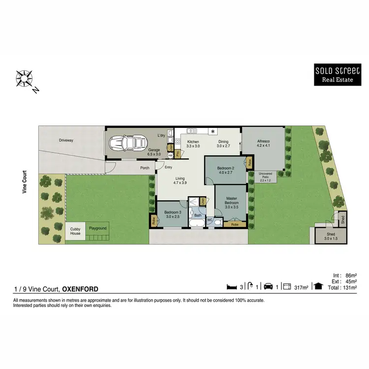 Floorplan of Homely semi-detached listing, 1/9 Vine Court, Oxenford QLD 4210