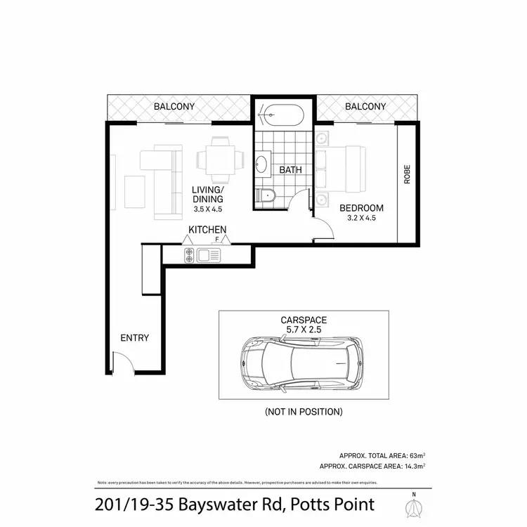 Floorplan of Homely apartment listing, 201/19-35 Bayswater Road, Potts Point NSW 2011