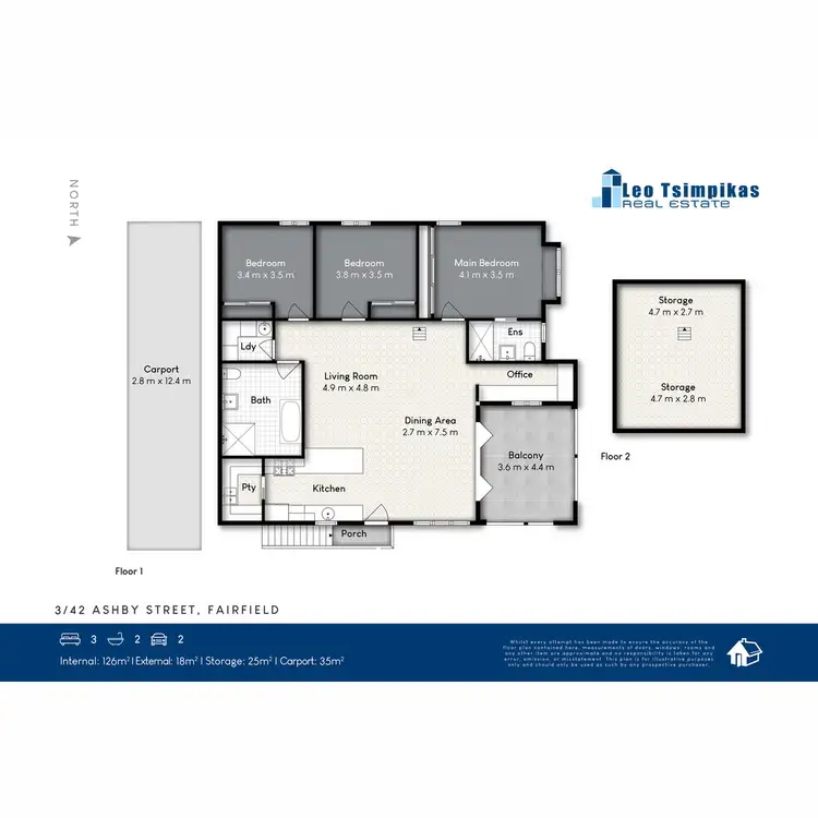 Floorplan of Homely unit listing, 3/42 Ashby Street, Fairfield QLD 4103