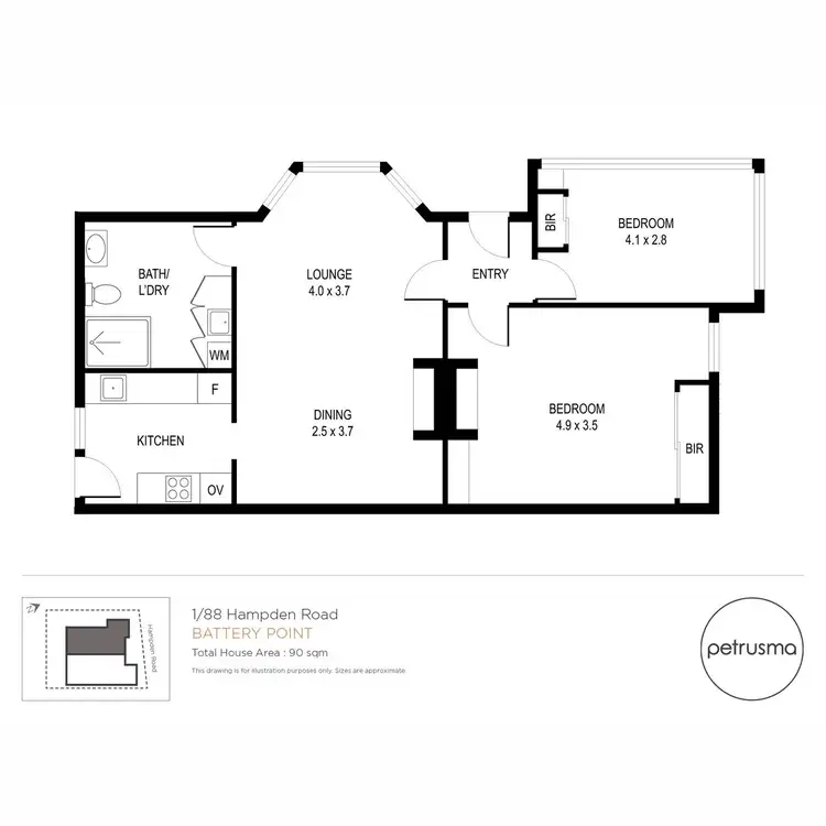 Floorplan of Homely unit listing, 1/88 Hampden Road, Battery Point TAS 7004