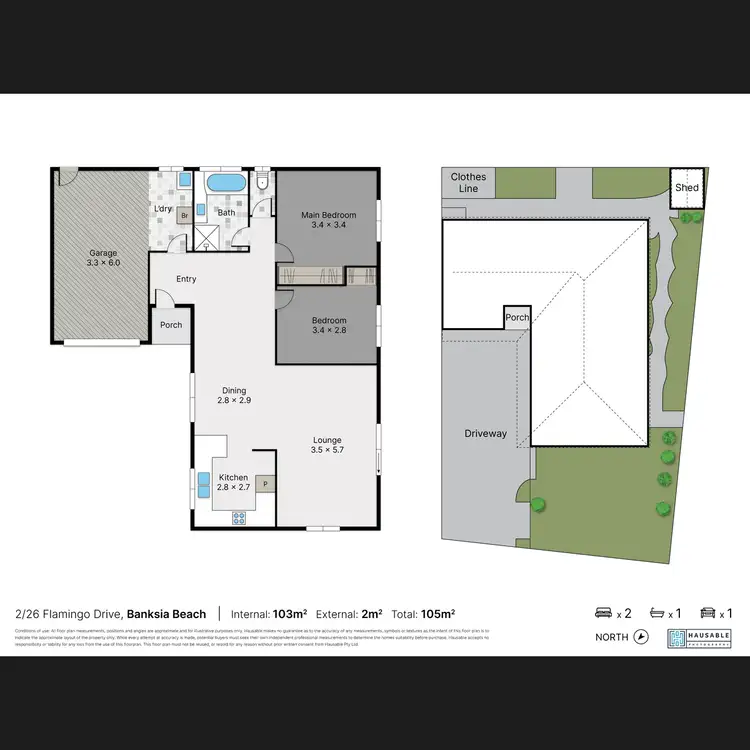 Floorplan of Homely semi-detached listing, 2/26 Flamingo Drive, Banksia Beach QLD 4507