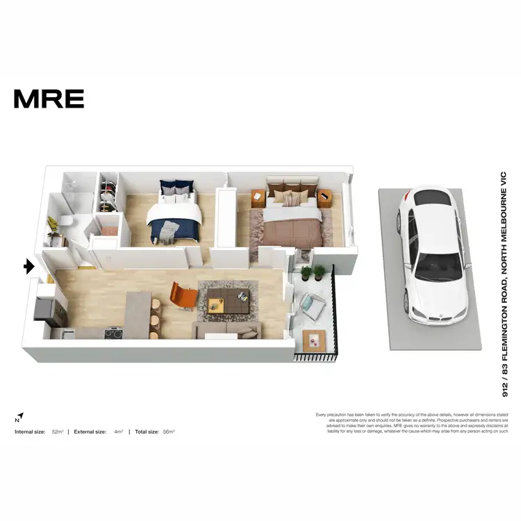 Floorplan of Homely apartment listing, 912/83 Flemington Road, North Melbourne VIC 3051