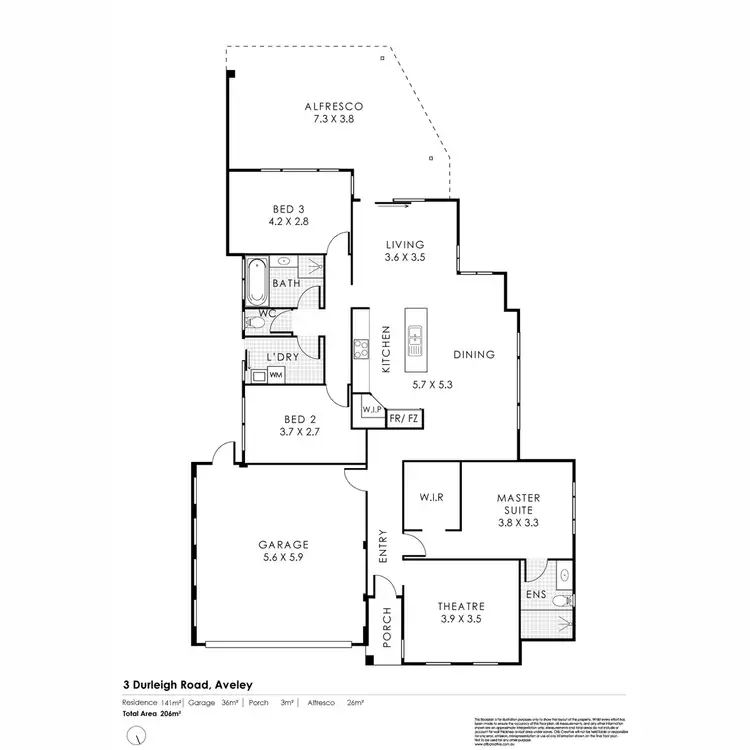 Floorplan of Homely house listing, 3 Durleigh Road, Aveley WA 6069