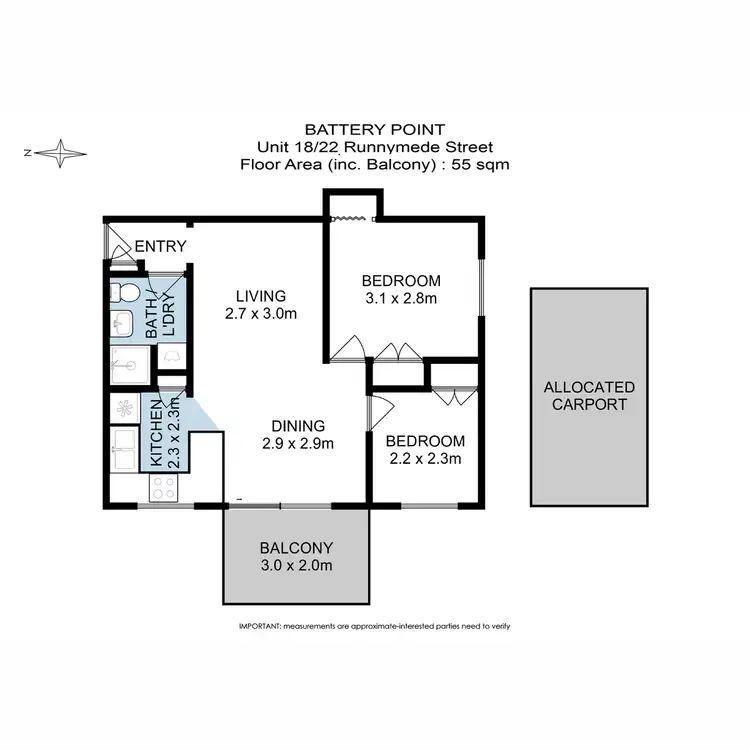 Floorplan of Homely unit listing, 18/22 Runnymede Street, Battery Point TAS 7004