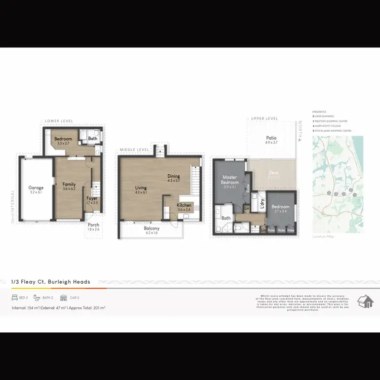 Floorplan of Homely townhouse listing, 1/3 Fleay Court, Burleigh Heads QLD 4220