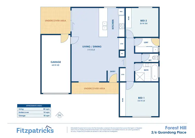 Floorplan of Homely unit listing, 2/6 Quandong Place, Forest Hill NSW 2651