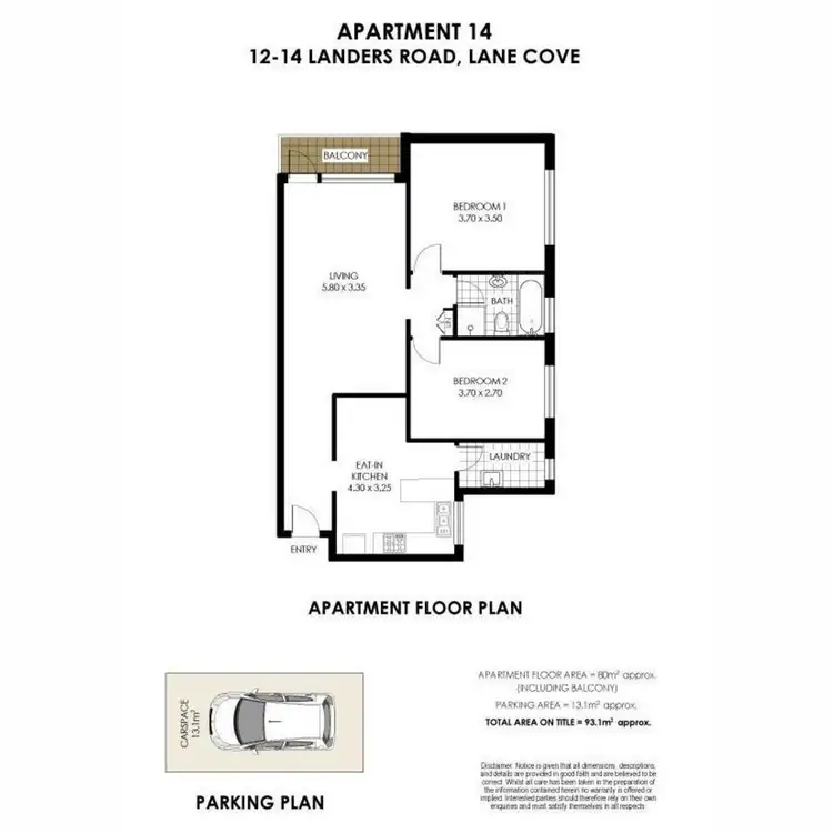 Floorplan of Homely apartment listing, 14/12-14 Landers Road, Lane Cove NSW 2066