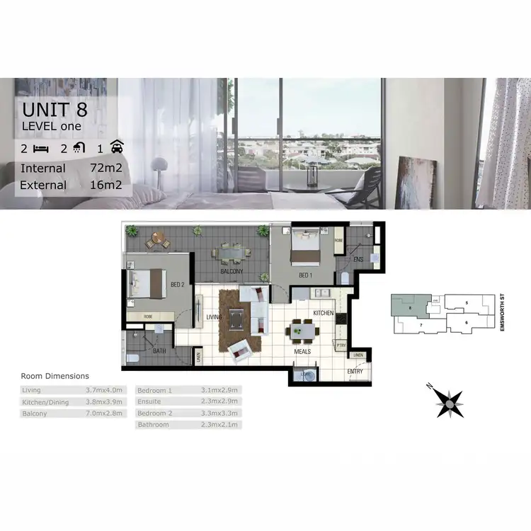 Floorplan of Homely unit listing, 8/51 Emsworth Street, Wynnum QLD 4178