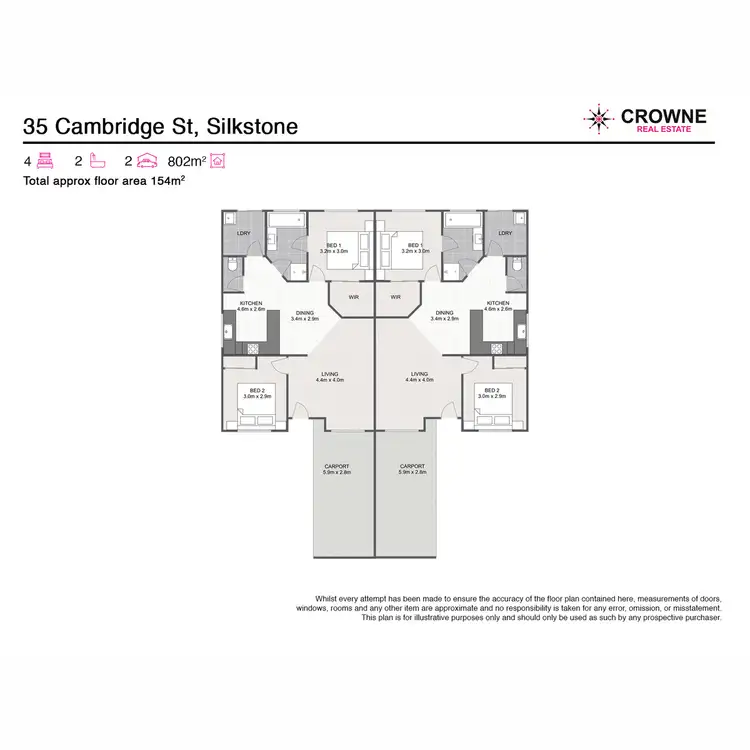 Floorplan of Homely semi-detached listing, 1&2/35 Cambridge Street, Silkstone QLD 4304