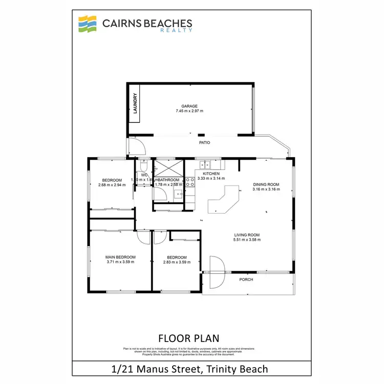 Floorplan of Homely semi-detached listing, 1/21 Manus Street, Trinity Beach QLD 4879