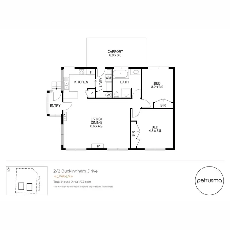 Floorplan of Homely unit listing, 2/2 Buckingham Drive, Howrah TAS 7018