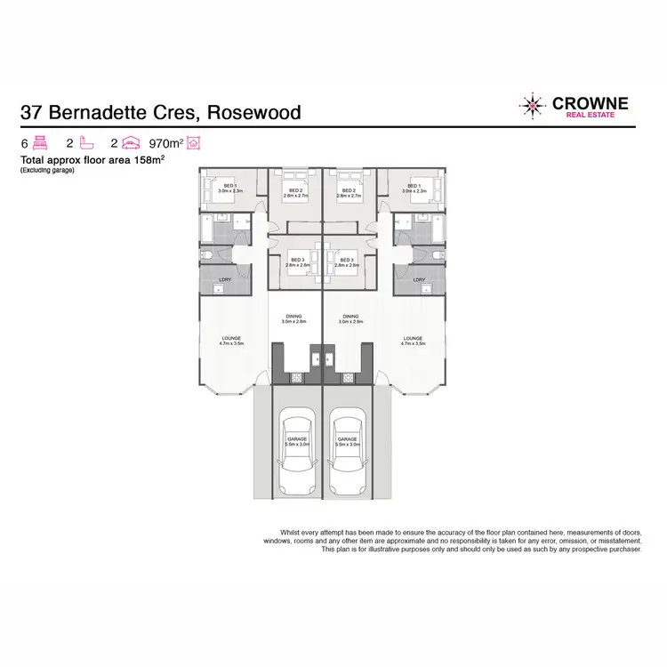 Floorplan of Homely semi-detached listing, 1/37 Bernadette Crescent, Rosewood QLD 4340