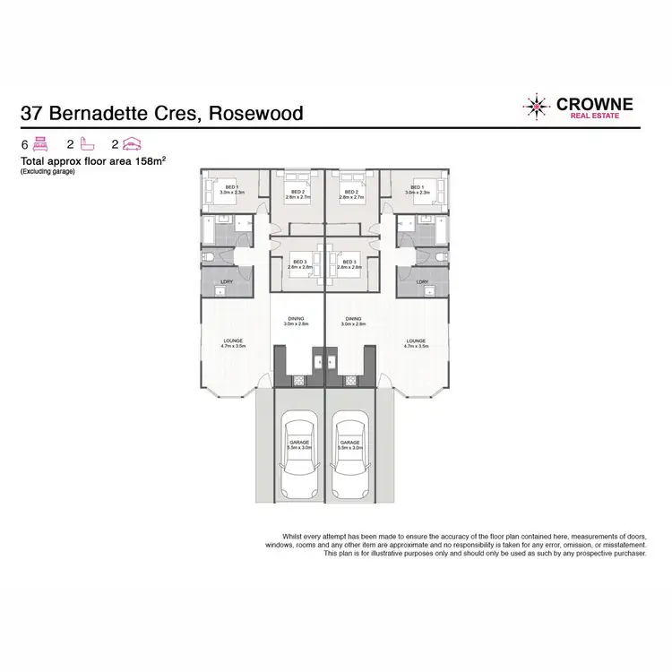Floorplan of Homely semi-detached listing, 2/37 Bernadette Crescent, Rosewood QLD 4340