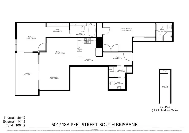 Floorplan of Homely apartment listing, 501/43A Peel Street, South Brisbane QLD 4101