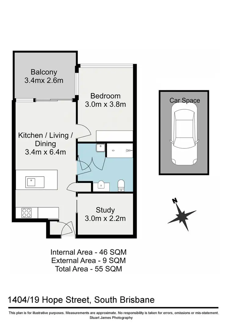 Floorplan of Homely apartment listing, 1404/19 Hope Street, South Brisbane QLD 4101