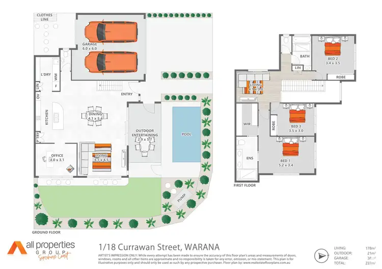 Floorplan of Homely semi-detached listing, Residence 1/18 Currawan Street, Warana QLD 4575