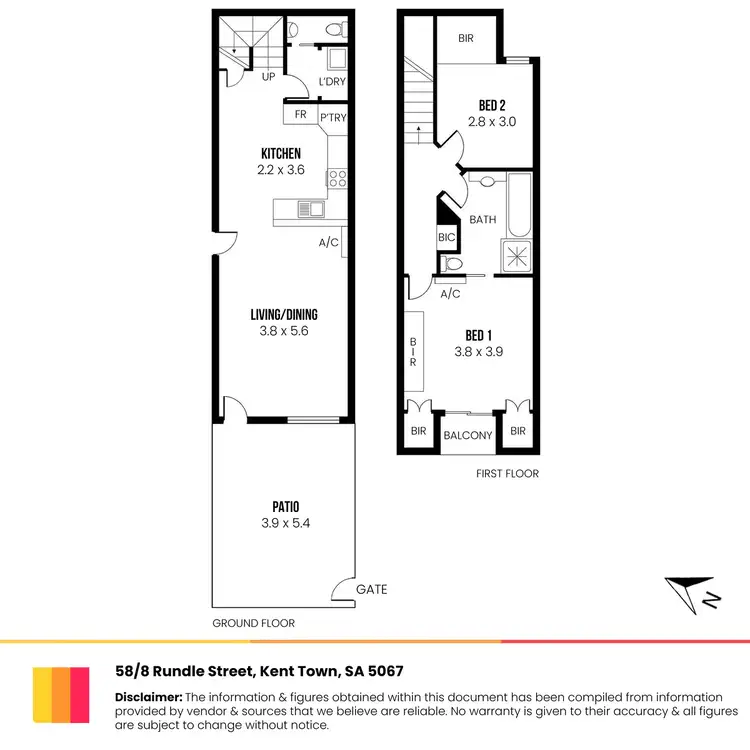 Floorplan of Homely townhouse listing, 58/8 Rundle Street, Kent Town SA 5067