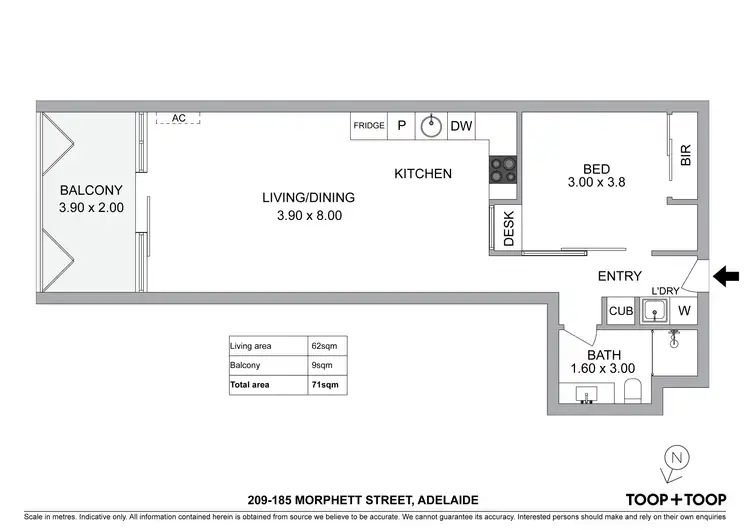 Floorplan of Homely apartment listing, 209/185 Morphett Street, Adelaide SA 5000