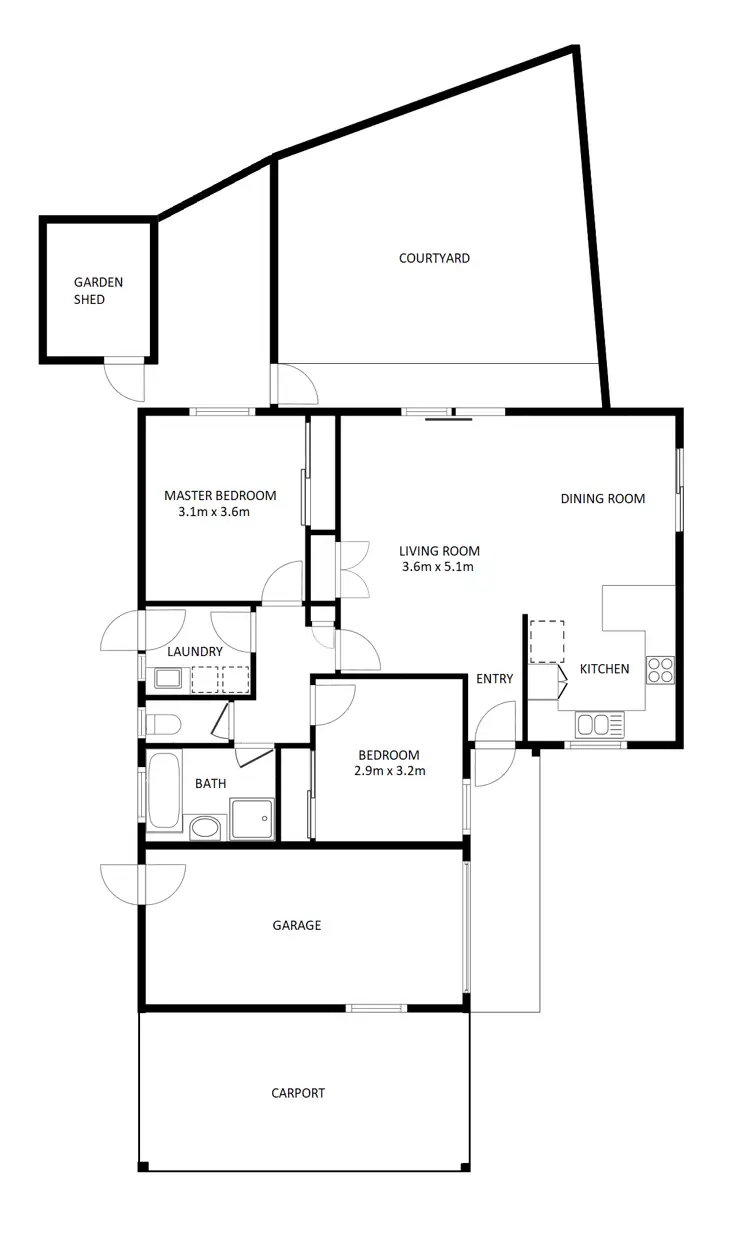 Floorplan of Homely unit listing, 1/48 Campaspe Street, Wodonga VIC 3690