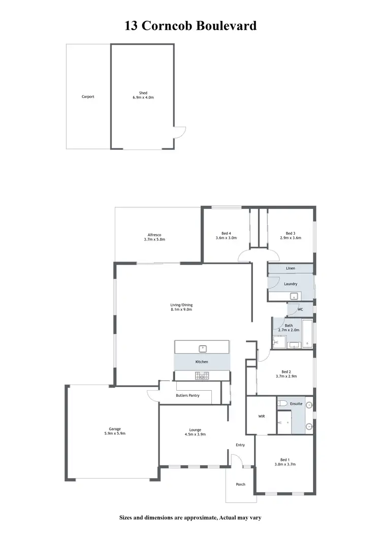 Floorplan of Homely house listing, 13 Corncob Boulevard, Wangaratta VIC 3677