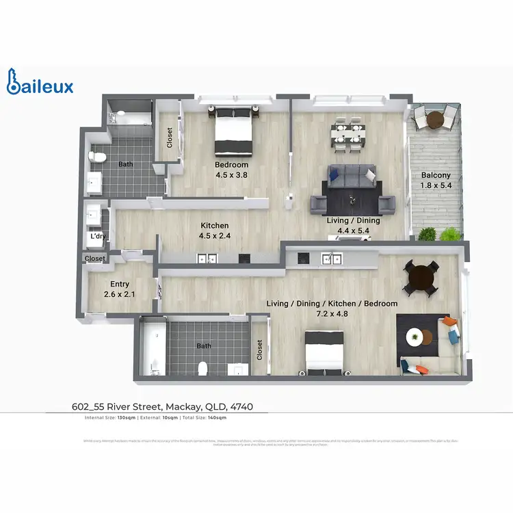 Floorplan of Homely apartment listing, 602/55 River Street, Mackay QLD 4740